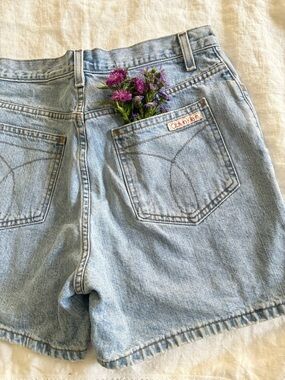 Calvin Klein Light Blue Denim Jean Shorts with Back Pocket Detail